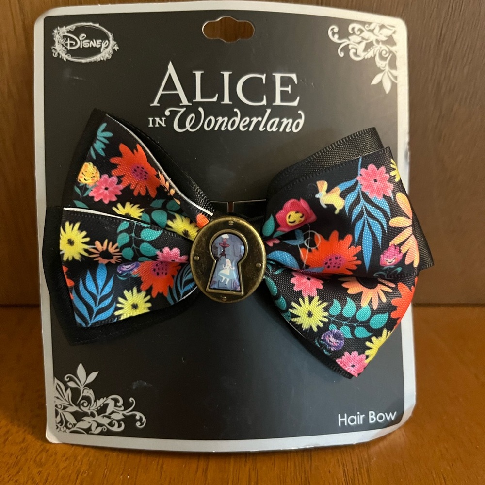 Disney Alice in Wonderland Black Floral Hair Bow